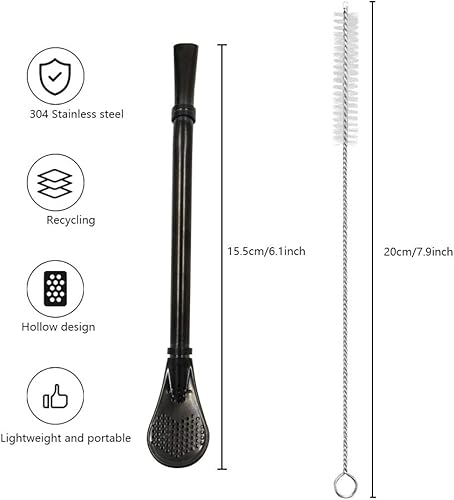Miniatura 2 de Cuchara de filtro de paja de acero inoxidable, Yerba Mate Bombilla, colador de té de hojas sueltas, pajita de té para beber café, cóctel, paquete de