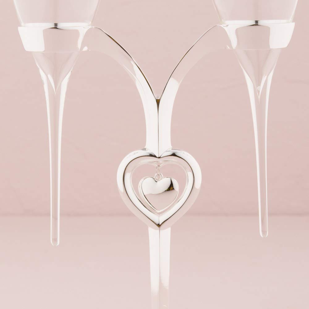 Weddingstar Clear Glass Flutes with Silver Plated Stand