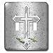 3dRose lsp_264280_2 Christian Cross in Silver and White with Star and Fern Leaves Toggle Switch, Mixed