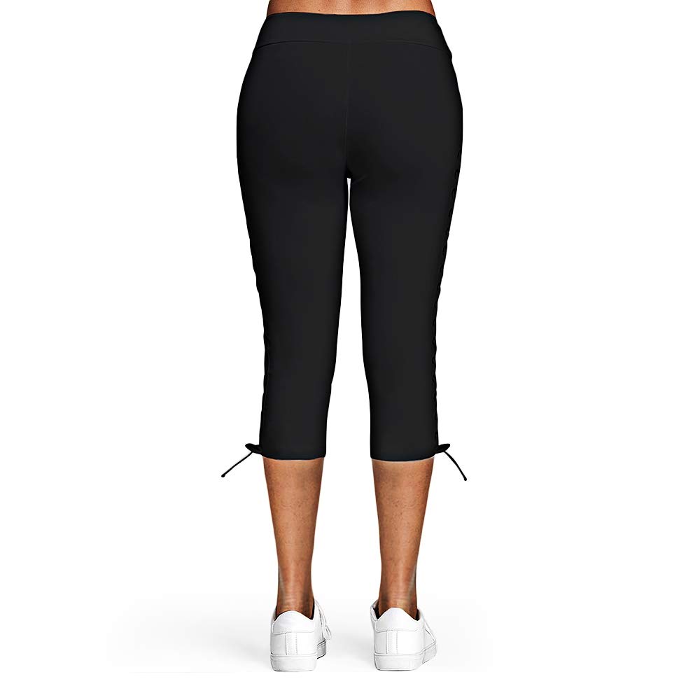CNSTORE Women's Fashion Lace Up Solid Skinny Crop Legging Black
