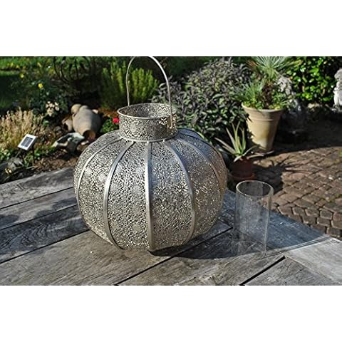 Kunert-Keramik Marokkolampe,Metalllampe,Windlicht,Silber,35cm Durchmesser Cover