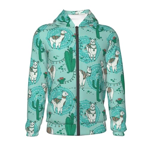 Alapaca in Boho Kid Hoodies Boys Zip Up Sweatshirts Girls Pullover with Pocket2