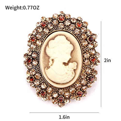 Image of lureme Vintage Elegant Victorian Lady Beauty Cameo with Crystal Brooch Pin (br000017)