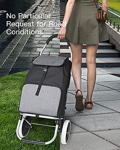 Inateck Einkaufstrolley mit großer Ladekapazität und Wärmedämmungstasche, leichte Einkaufstasche mit Rollen, Max. Belastbarkeit 45 kg, 41L, Schwarz – Bild 6