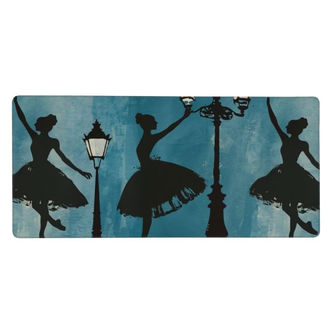 Podkładka pod mysz dla dziewczyn, podkładka pod mysz, balet, mata na biurko, wodoodporna podkładka pod mysz, 120 x 60 cm, poprawia prędkość, teksturowana, odporna na zużycie, z przeszytymi