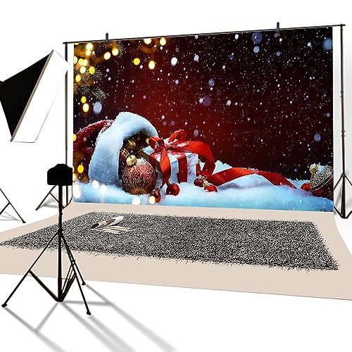 YongFoto 3x2m Vinyl Photography Backdrop Balls Falling Snowflakes Abstract Red Wall Xmas Photo Background Backdrops for Photography Photo Shoots Party Kids Personal Portrait Photo Studio Props - Image 2