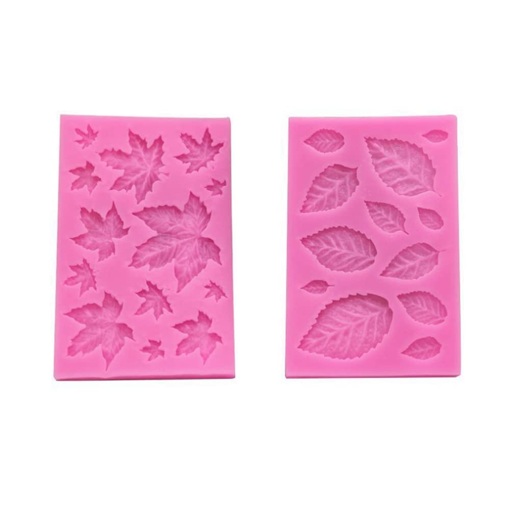 MYPRACS Siliconen mal, 4 stuks Fan Leaf Fondant Mal, Tropische bladeren, Fan Palm Leaf, Monstera Leaf, Food Grade, voor Cake Decoratie, Snoep maken, Klei Molding, Vaatwasmachinebestendig