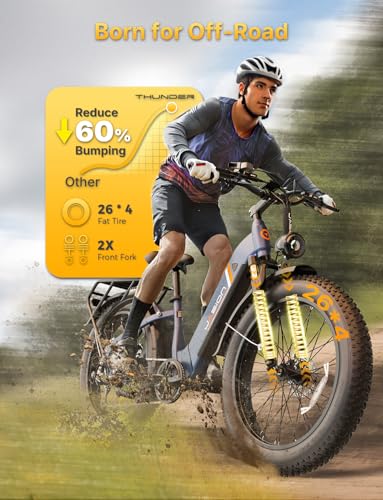 Jasion Thunder/PRO/ST Electric Bike,2000W/1800W Peak Ebikes for Adults,26”Fat Tire Best Ebike for Men,90/80 Miles with 1040Wh/864Wh Battery,35/30+MPH Max Speed Bicycles,500/400LB Capacity