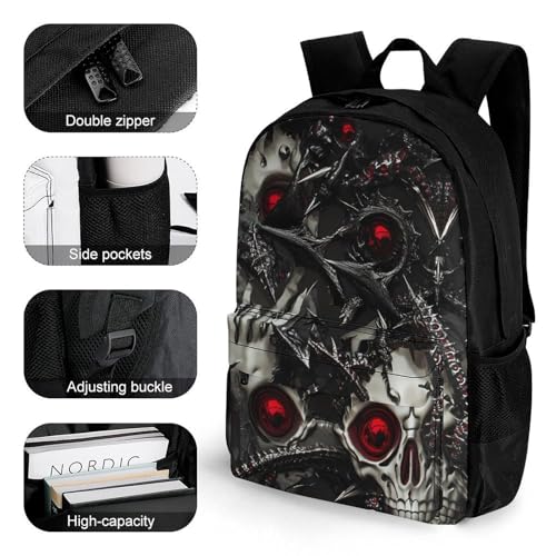 Metal Skull Death Thorns Small Backpack Travel Bag Cute Back Packs Fashion Graphic Print Daypack3