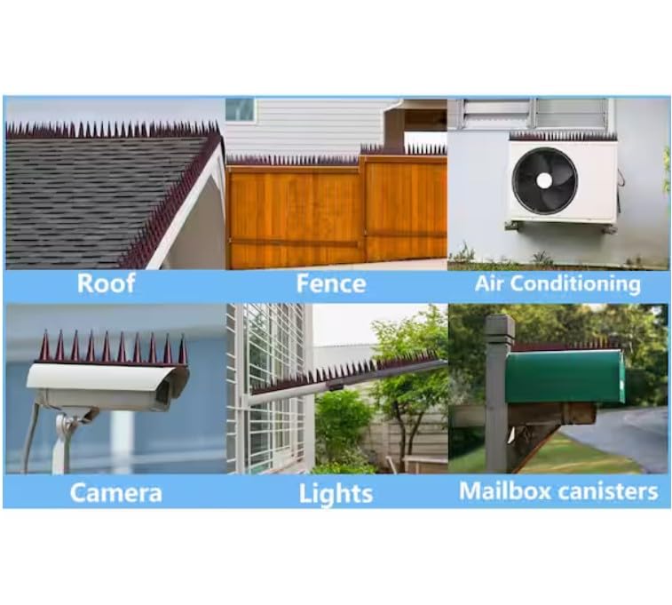 Image of Anti-Bird & Animal Spikes - Pack of 5 | Brown | Weatherproof Deterrent for Pigeons, Cats, Monkeys, Crows & More | Easy Install for Balcony, AC & Windows