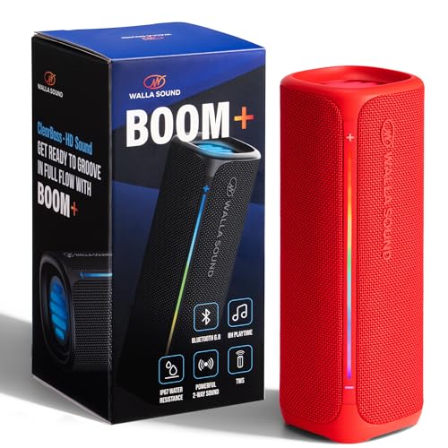 Image of Walla Boom+ Portable Bluetooth Speaker - 20W High-Power Audio, IP67 Waterproof, TWS Pairing, USB-C Charging, 8 Hours Playback, Bluetooth 6.0, Designed for Indoor Outdoor