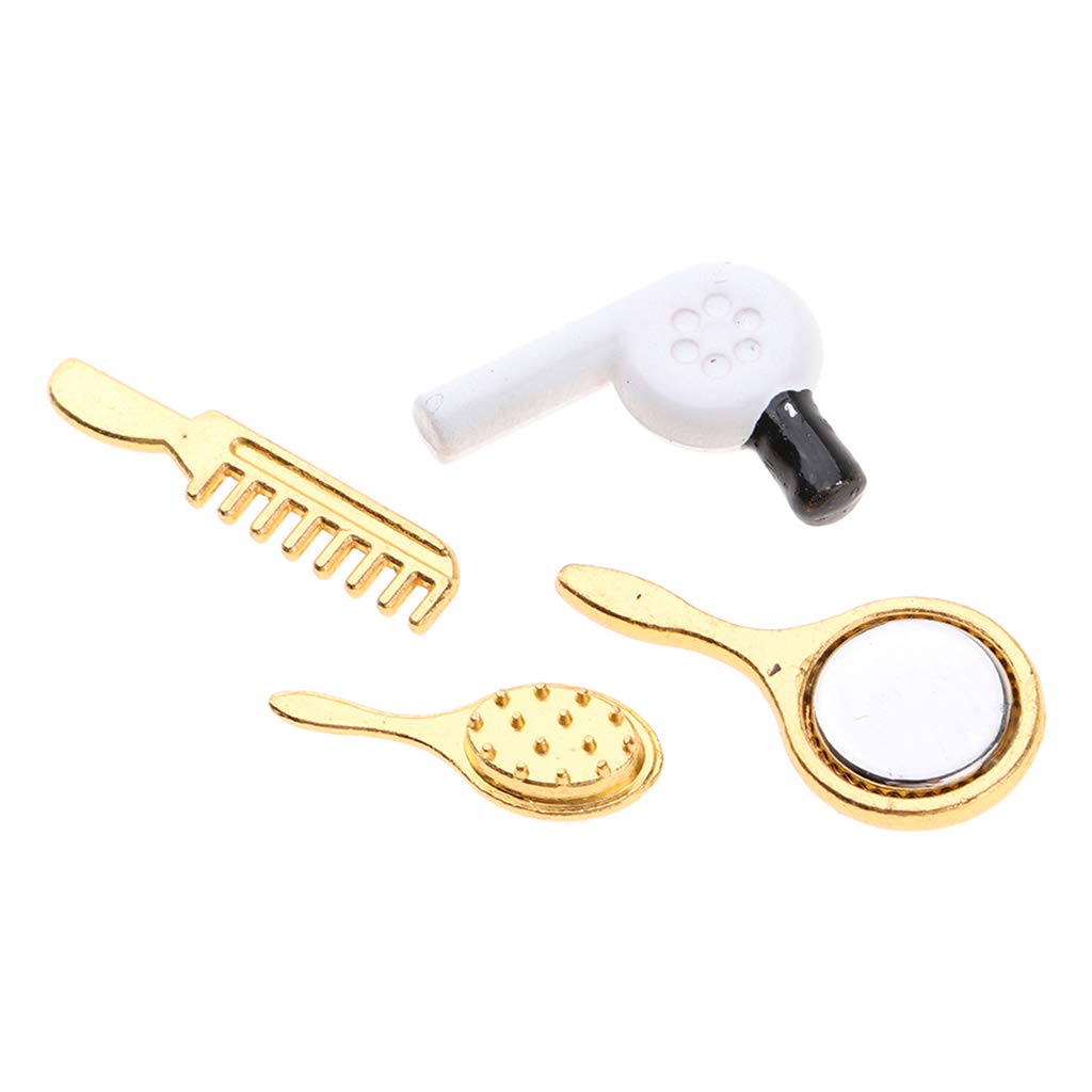 menolana 1/12 Dollhouse Miniature Bathroom Furniture Comb Hair Dryer Toys Makeup Set