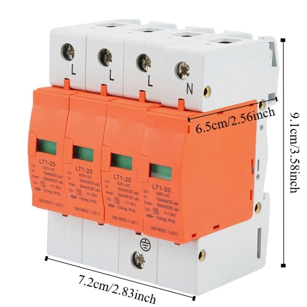 4P 20kA 420V AC dispositivo di protezione protezione protezione DIN Rail Mount per elettrodomestici (livello C/D, ≤1.5kV, arancione)