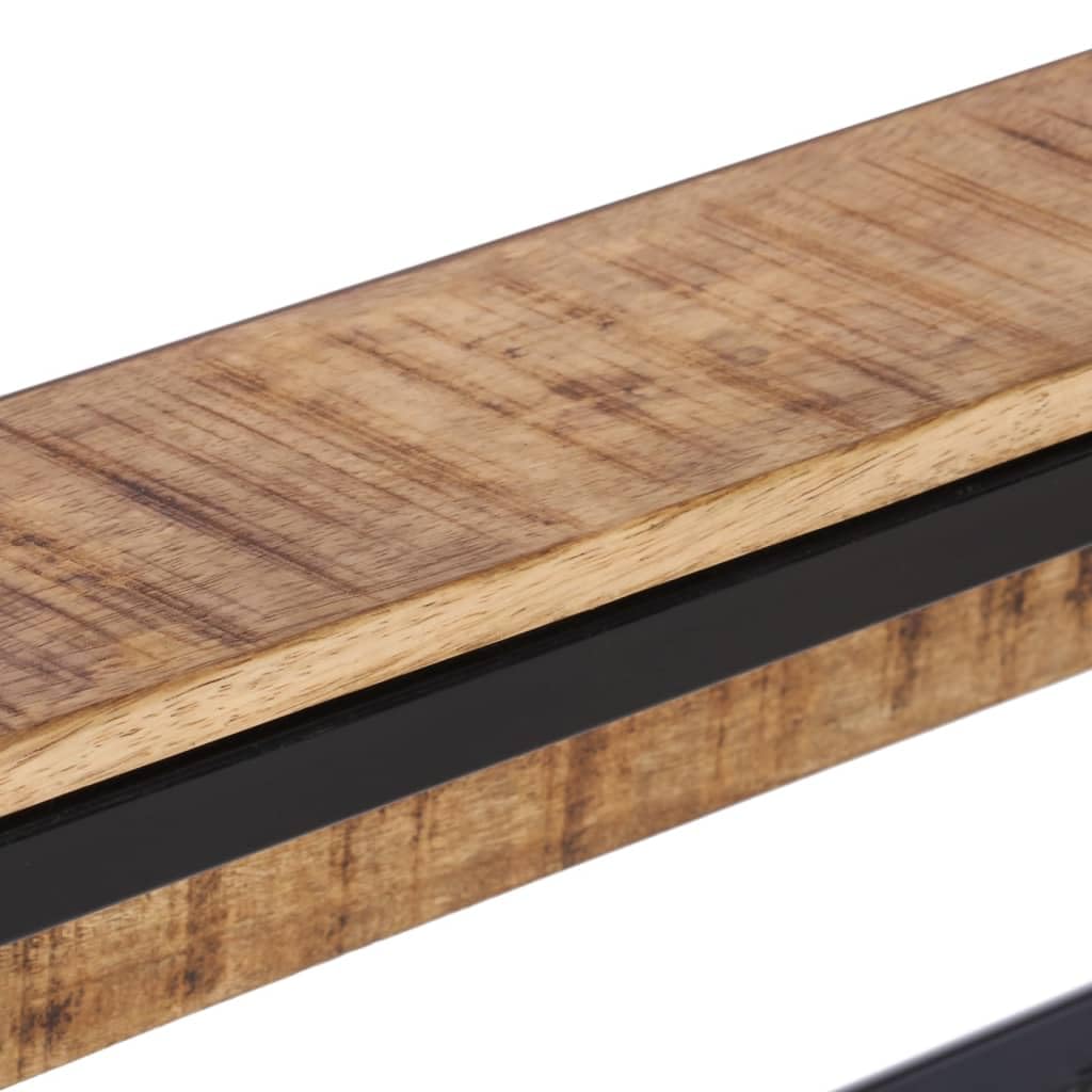 Perchero de madera maciza de mango con 5 ganchos, perchero de pared en diseño industrial, 87 x 10 x 27 cm, barra de ropa rústica para pasillo y entrada