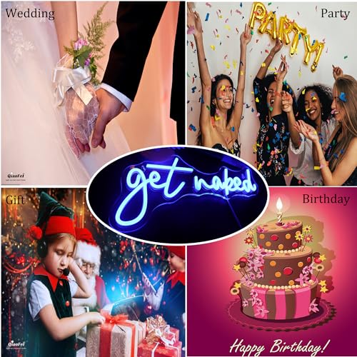QiaoFei Led "Get Naked" Neon Sign Letters USB Powered Neon Lights for Room Home Bar Art Wall Decor Party Window Living Room Decor Christmas' Gift (Blue) - Image 4