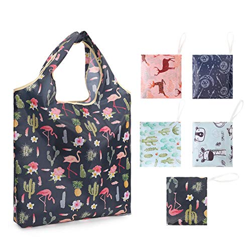 EUBEISAQI 5 uds Bolsa de Asas Reutilizable Tela Oxford Plegable de supermercado Bolsas de Frutas y Verduras para el hogar Cocina Regalo de supermercado