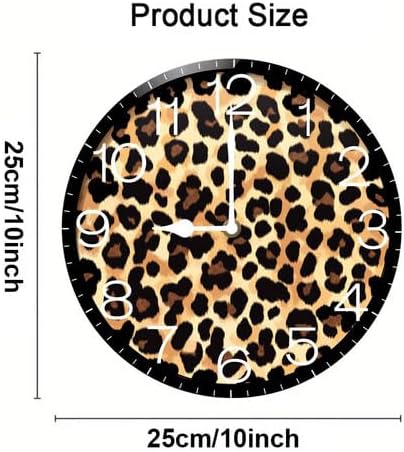 Miniatura 2 de Reloj de pared con estampado de leopardo y guepardo, reloj analógico de cuarzo silencioso sin tictac, reloj náutico retro de madera con números