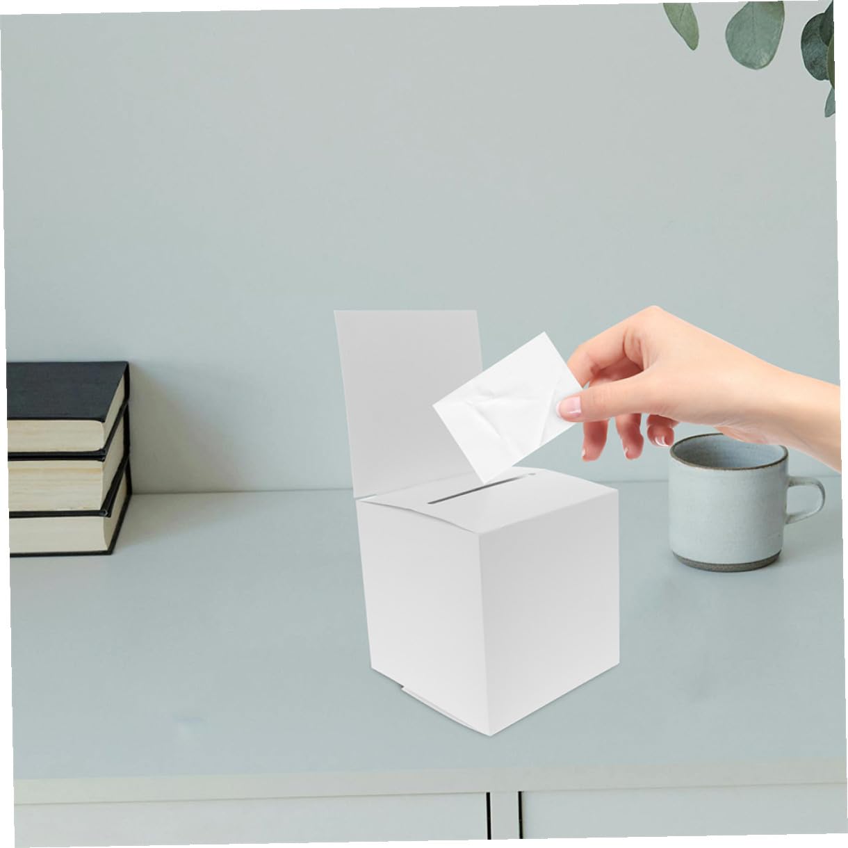 GALPADA Set da 10 Urne Elettorali Robuste in Cartone Bianco, Scatole Porta Biglietti Riutilizzabili per Lotterie, Donazioni e Raccolta Suggerimenti, per Feste, Riunioni ed Eventi