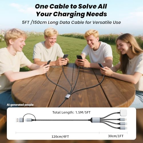 Cable de carga múltiple 4 en 2 con doble Tipo C y base magnética para Watch 10 3