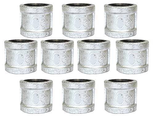 CMI Inc Galvanized 1/2" Coupling 10 Pack | Class 150 | For Malleable Iron Threaded Iron Pipe Fittings| Galvanized Pipe Fittings (1/2 ")
