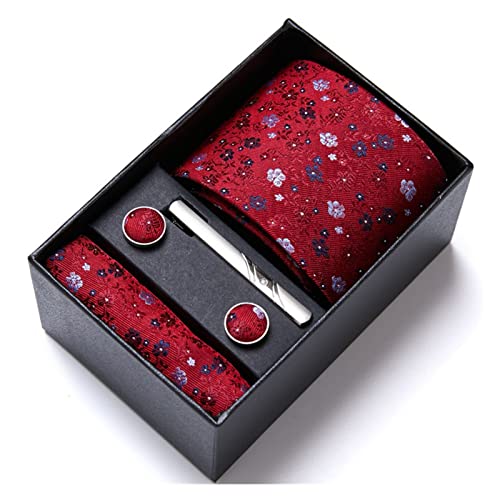 Set de corbata para hombre con pañuelo y gemelos rosa miniatura 3