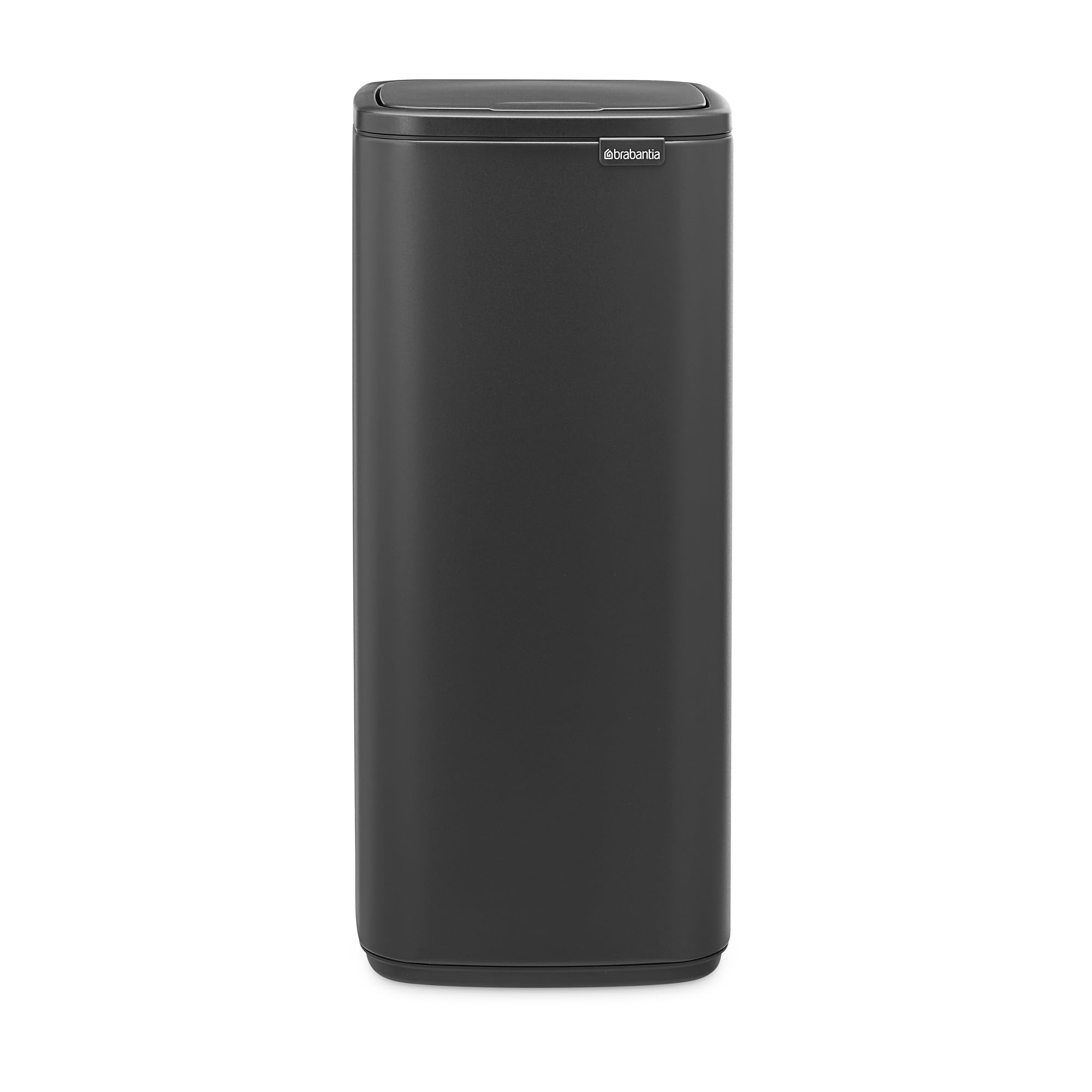 Brabantia Bo Touch Bin 30L (Mineral Infinite Gray), Space-Efficient and Rectangular Waste Bin with Soft-Touch Opening System, Easy to Clean Inner Bucket with Free PerfectFit Rubbish Bags Included