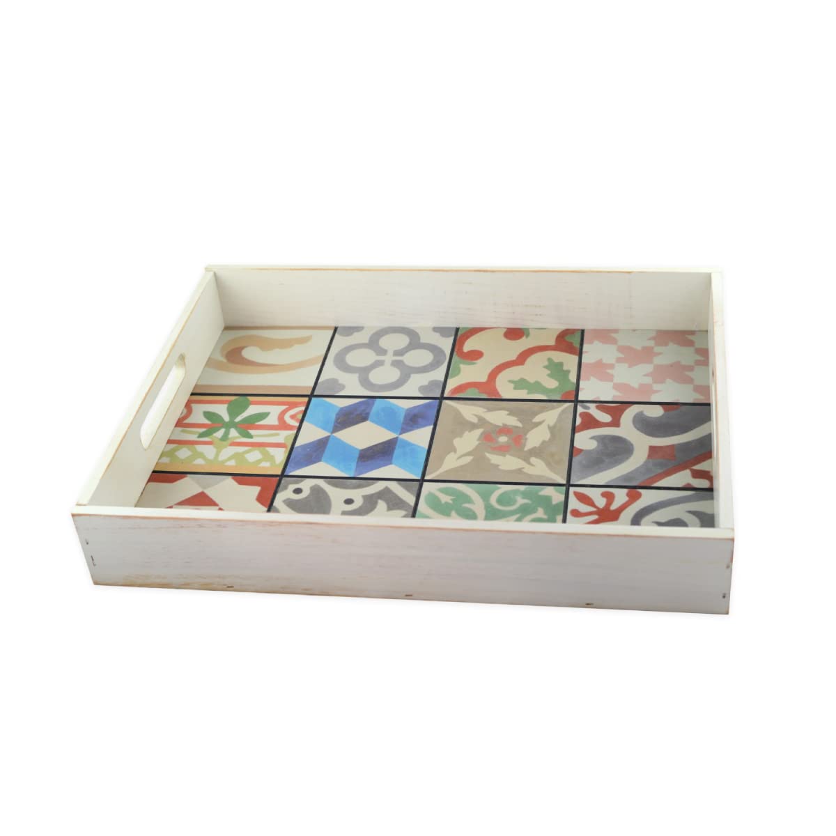 Bandeja para Servir Comida con Asas - Rectangular con Base Hidráulica - 45 x 36 x 7 cm - Ideal para Aperitivo y Desayuno en la Cama - Fabricada en España - Hostelnovo