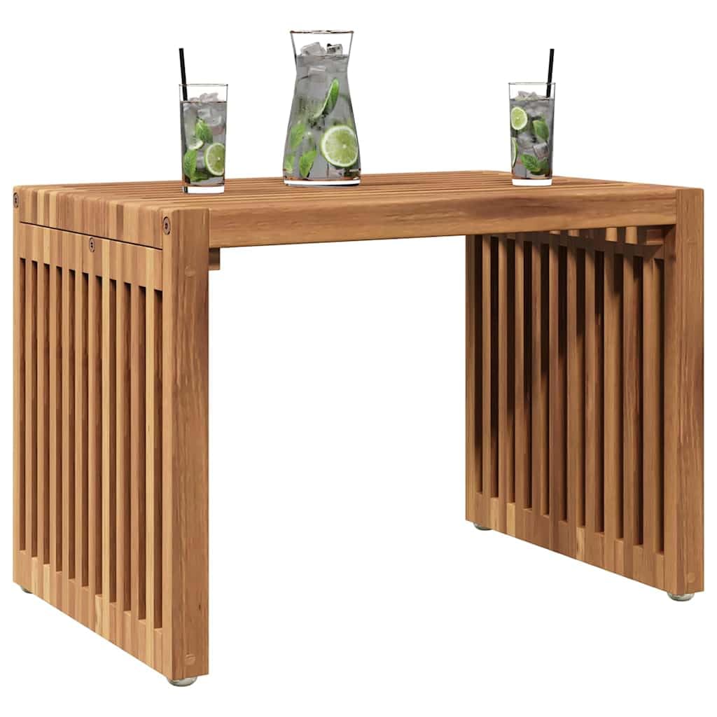 Stolik ogrodowy z litego drewna tekowego, brązowy, 50 x 32,5 x 35 cm, stabilny stół ogrodowy na taras, balkon i do ogrodu, uniwersalny stół tarasowy do jedzenia i pikników na świeżym