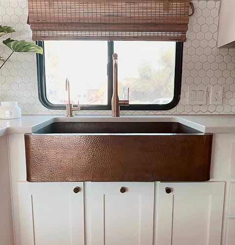 Sinkology Adams Copper 36' Single Bowl Farmhouse Apron Front Undermount Kitchen Sink