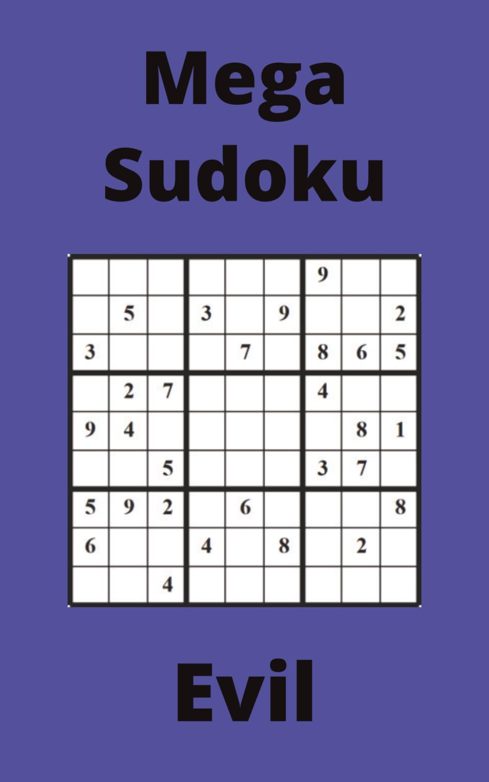 Blue Mega Sudoku Book, 9x9 Puzzles, 50 Pages, 5x8, Evil