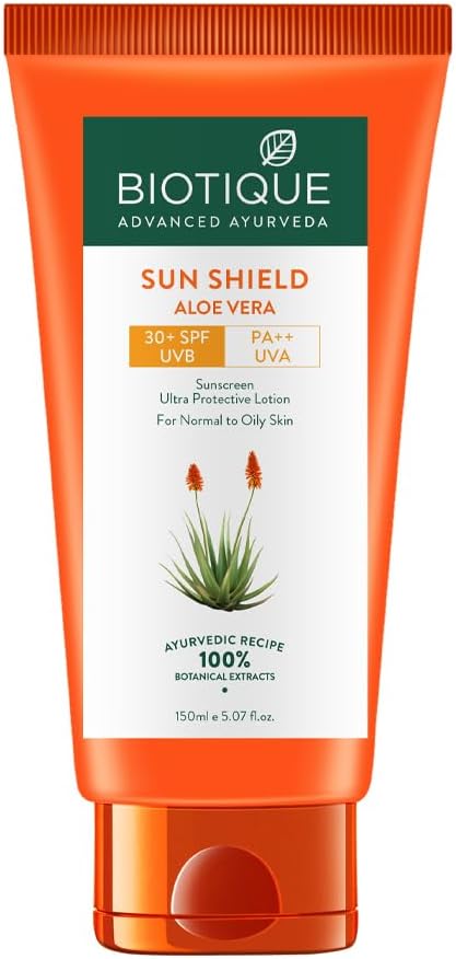 Biotique Sun Shield Aloe Vera 30+ SPF UVB Sunscreen Ultra Protectective All Skin Cream, 150Ml