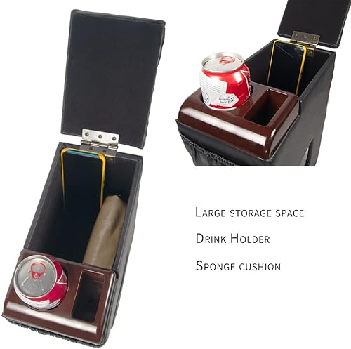 Miniatura 4 de Asiento de camionetabanco para automóvil, consola central para contratistas, organizador de negocios y caja de almacenamiento con portavasos y tapa