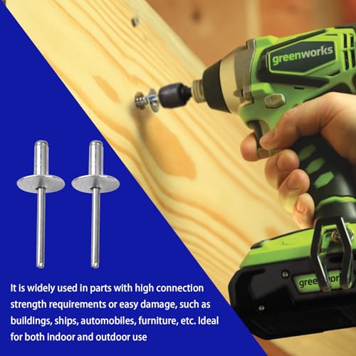 50 Stück Blindnieten Blindniet mit Gewölbtem Aluminiumkopf Aluminium-Blindnieten mit Großem Flansch, für Blech, Holzbearbeitung, Industrie (4,8 * 13 * 16 mm)