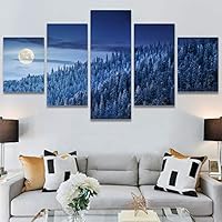 SIGNWIN 5 Panel Canvas Wall Art Modern Art Astronomy & Space Dramatic Moon Multicolor Photography Rustic for Home Decorations Ready to Hang - 60