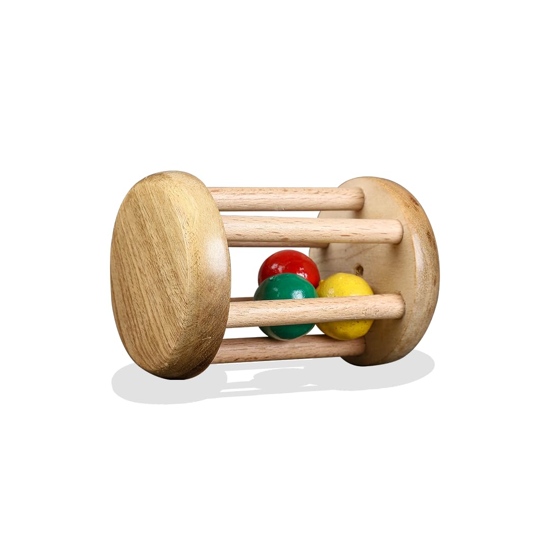 Brainytots Rolling Drum Rattle | Neem Wood Rattle | Montessori Inspired Educational Toy | Improves Fine and Gross Motor Skills | Improves Grasp and Auditory Stimulation | Newborn Rattle (B0D2RKDVG6) Amazon Price History, Amazon Price Tracker