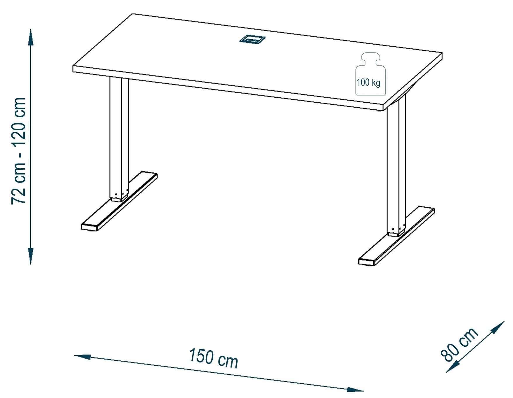 möbelando Schreibtisch >e-Desk< elektrisch verstellbar 150x 72-120x80 cm in Bambus/Anthrazit, Ergonomisch für gesundes Arbeiten, Stufenlos mit LED-Anzeige, Stoß- und Kratzfest, Made in Germany