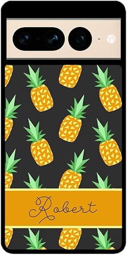 Pineapple Fruit Personalized Black Rubber Phone Case Compatible With Google Pixel 10, 10 Pro, 10 Pro XL, 9a, 9 Pro, Pixel 9, Pixel 9 Pro XL, 8a, 8