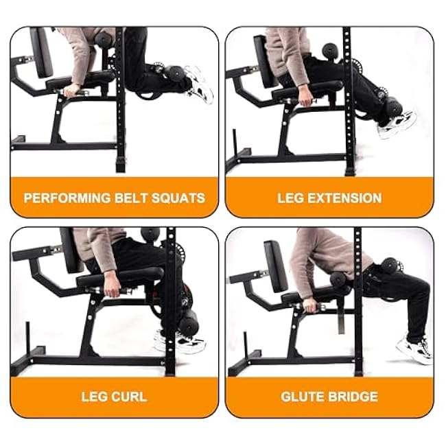 Leg Extension and Curl Machine, Adjustable Plate Loaded Lower Body Special Leg Machine with Squat Rack, Exercise Leg Muscles, Hamstring Curl Machine