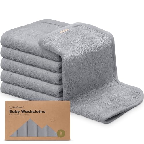 Image of 6-Pack Baby Washcloths - Soft Viscose Derived from Bamboo Washcloth, Baby Wash Cloths, Baby Wash Cloth for Newborn, Kids, Bath Baby Towels, Face Towel, Face Cloths for Washing Face(Cool Gray)
