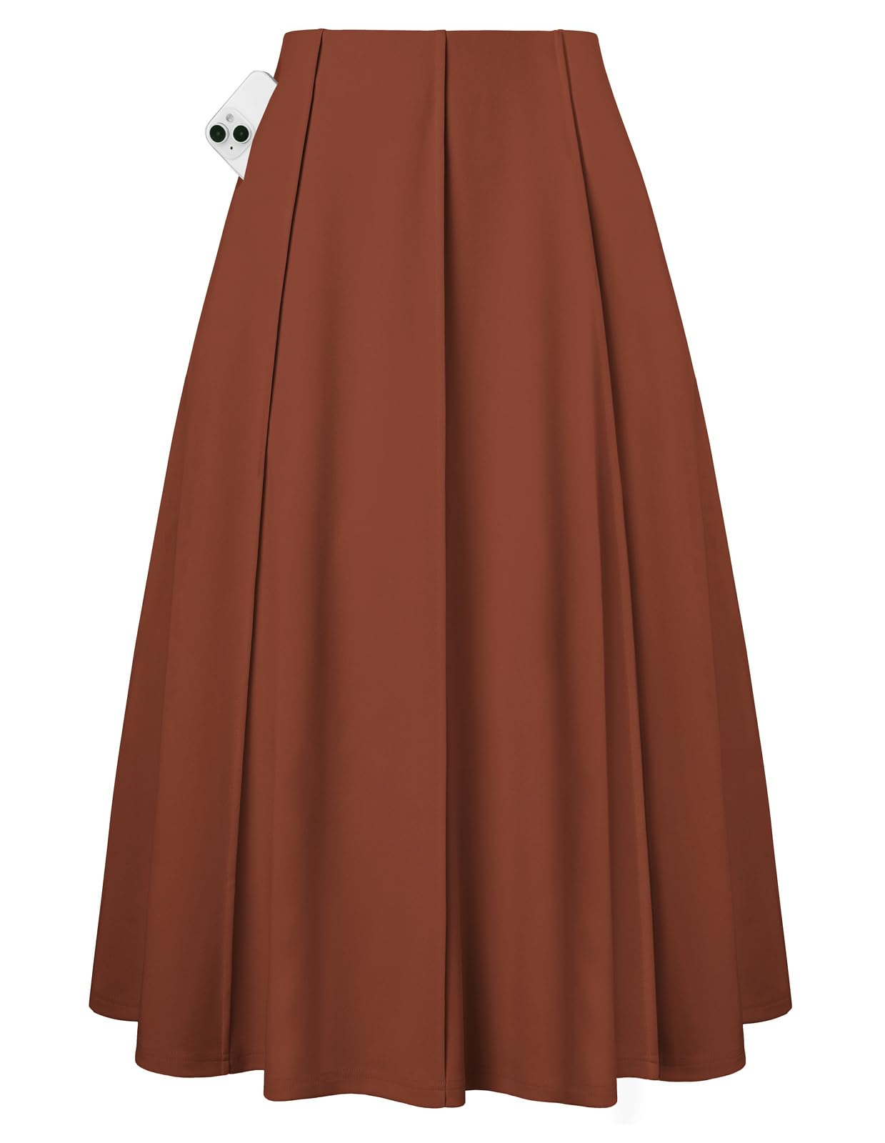 Kate Kasin Womens Pleated Midi Skirt 2026 Fall High Waisted Knee Length Flowy A Line Swing Casual Flared