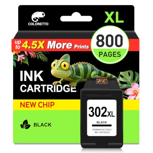 COLORETTO 302XL Negro Tinta para HP 302 Deskjet 3639 3630 OfficeJet 3830