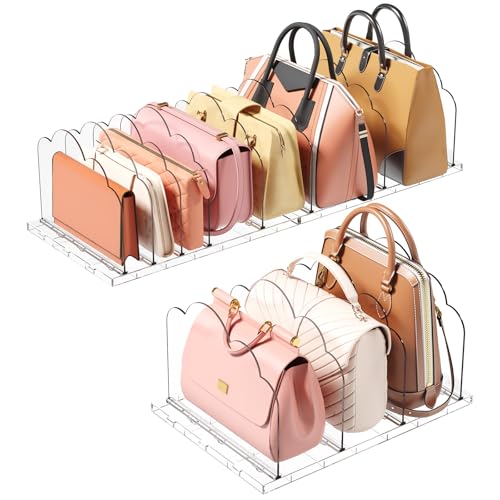 Lifewit 3 Stück Handtaschen Trenner Aufbewahrung, Verstellbar Taschen Organizer Schrank, Acryl Handtaschenorganizer Taschenständer, Regaltrenner für Clutch Tragetaschen Shirts Bücher, 35 x 24 cm/14x9'