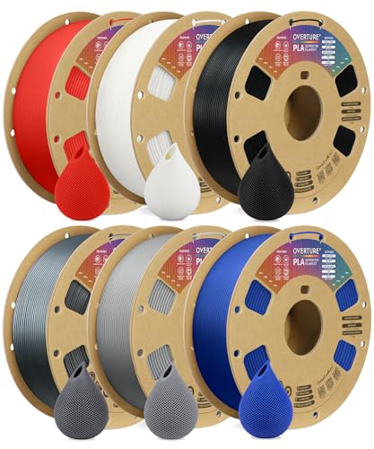 Image of OVERTURE PLA Filament 1.75mm with 3D Build Surface 200mm ? 200mm 3D Printer Consumables, 1kg Spool (2.2lbs), Dimensional Accuracy + /- 0.05 mm, Fit Most FDM Printer, Assorted Colors, 6 Spools