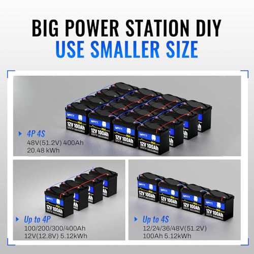 Image of WattCycle 12V 100Ah Mini LiFePO4 Battery 4 Pack 100A BMS 5120Wh