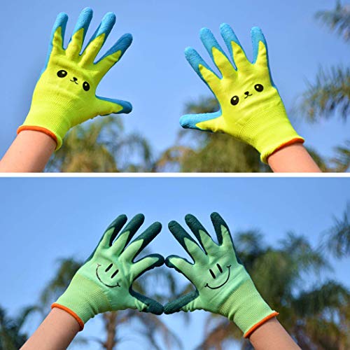 GLOSAV Kids Gardening Gloves for Ages 2-12 Toddlers, Youth, Girls, Boys, Children Garden Gloves for Yard Work (Size 2 for 2, 3, 4 Year Old)