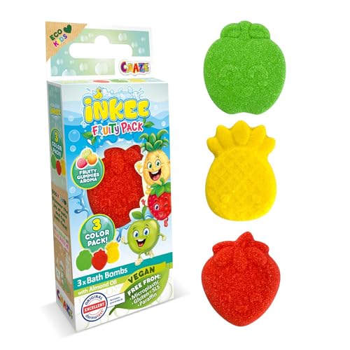 INKEE FRUITY PACK 3 Badekugeln Kinder, Badebomben Mädchen mit 3...