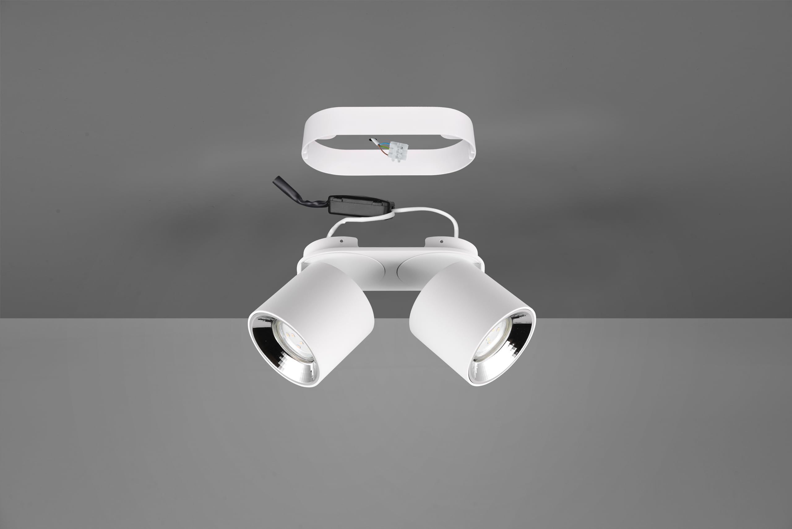 Trio Leuchten Foco – blanco mate – B 18 cm – metal – 2 focos