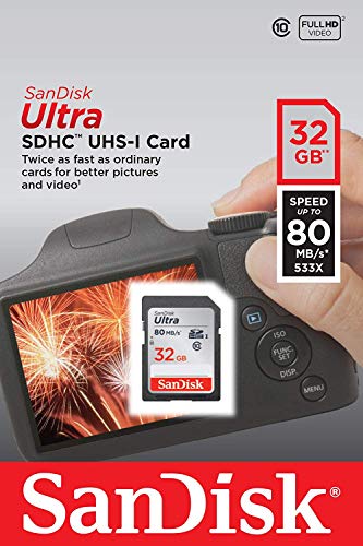 Image of SanDisk Ultra 32GB Class 10 SDHC UHS-I Memory Card up to 80MB /s (SDSDUNC-032G-GN6IN)