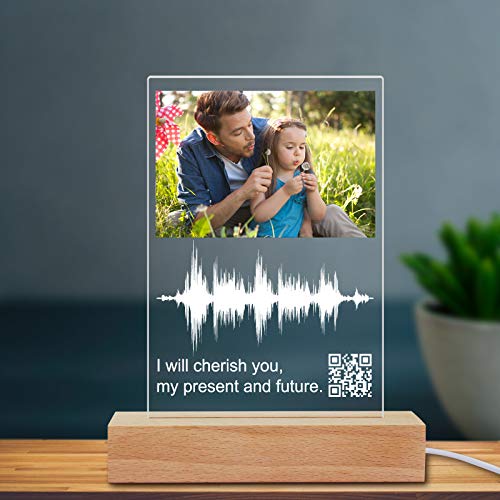 Aolun Soundwave Art Custom Gifts Night Light Scannable Personalized QR Code Glass Picture LED Lamp Customized Gift for Mothers Day,Fathers Day,Valentines Day,Thanksgiving, Christmas