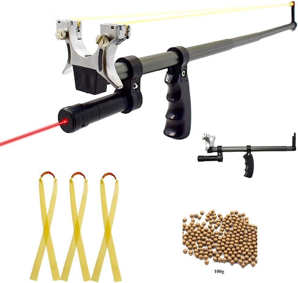 Piaoyu Slingshot, High-Precision Telescopic Slingshot, High-Power Rubber Band Slingshot and Red Laser Outdoor Hunting Catapult